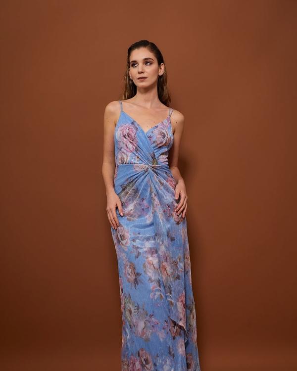 Vestido azul floral — clienta Verdana